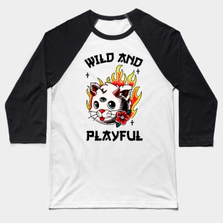 WAP Wild Cool Biker Cat Purring And Playful Evil Wittle Fireball of Furry Fury Art Baseball T-Shirt